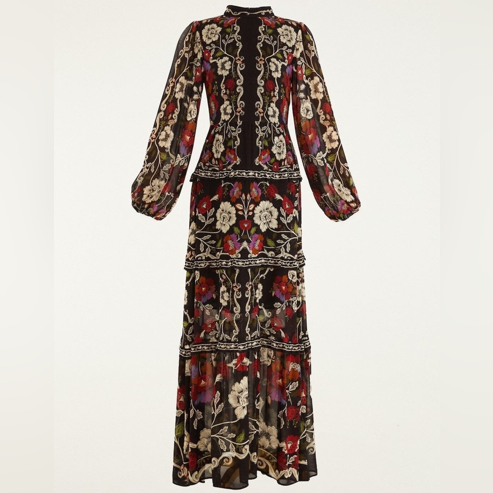 FARM Rio Floral Maxi Dress - Black, Red, White